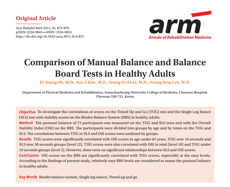 Comparison of Manual Balance and Balance Board Tests in Healthy Adults