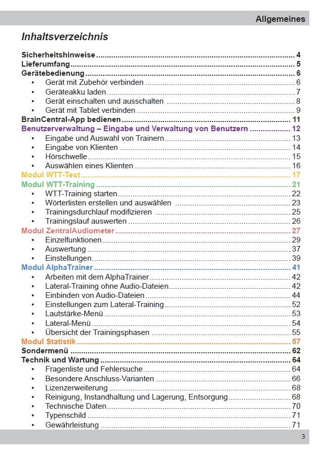 Gebrauchsanleitung BrainCentral Deutsch