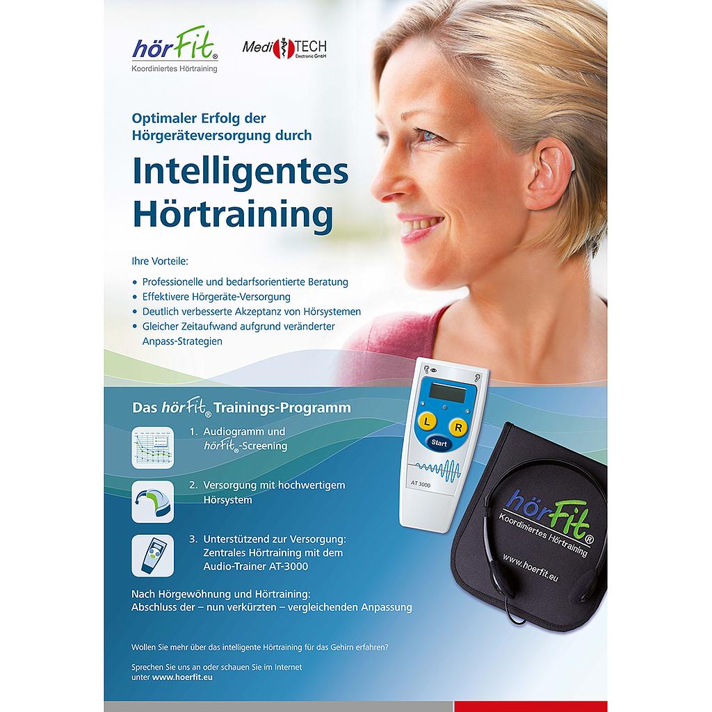 hörFit Poster - Intelligent Hearing Training, A1 (blue, German)