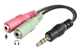 [B 02120] Y-cable 3.5mm stereo jacks to 4-pin plug
