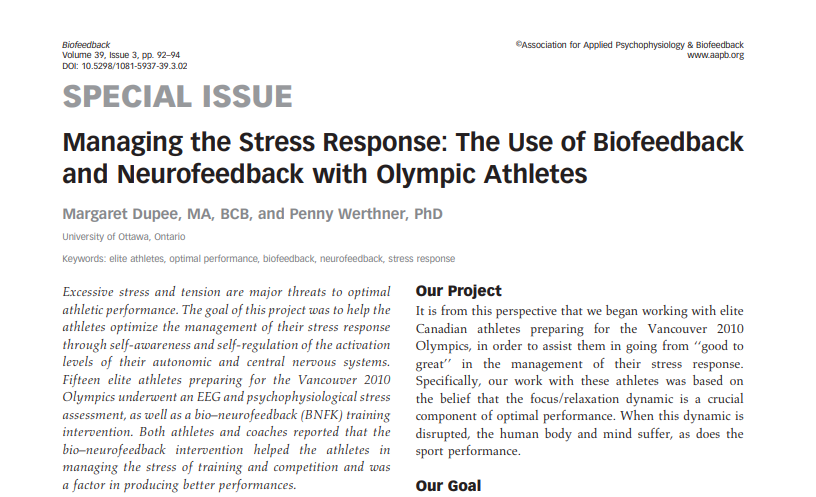 Managing the Stress Response: The Use of Biofeedback and Neurofeedback with Olympic Athletes