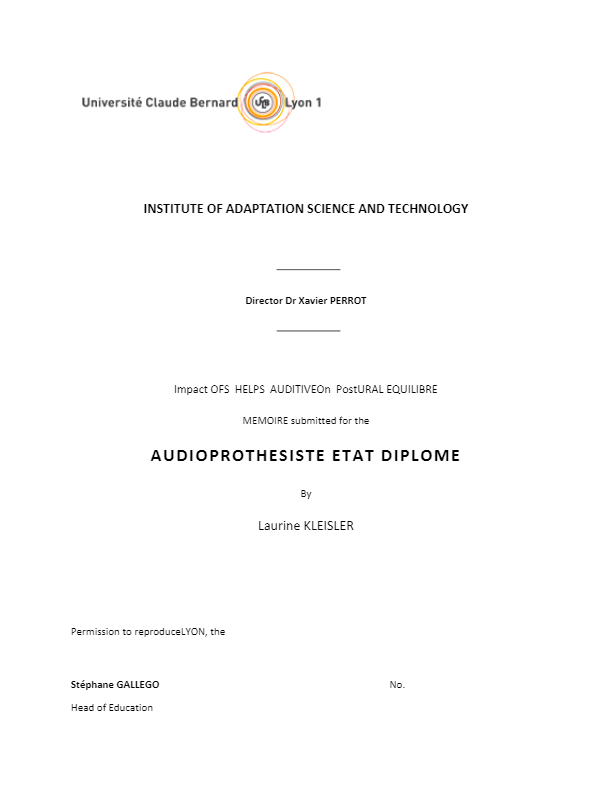 THE IMPACT OF HEARINGS ON POSTURAL BALANCE - 2020-02 Laurine Kleisler